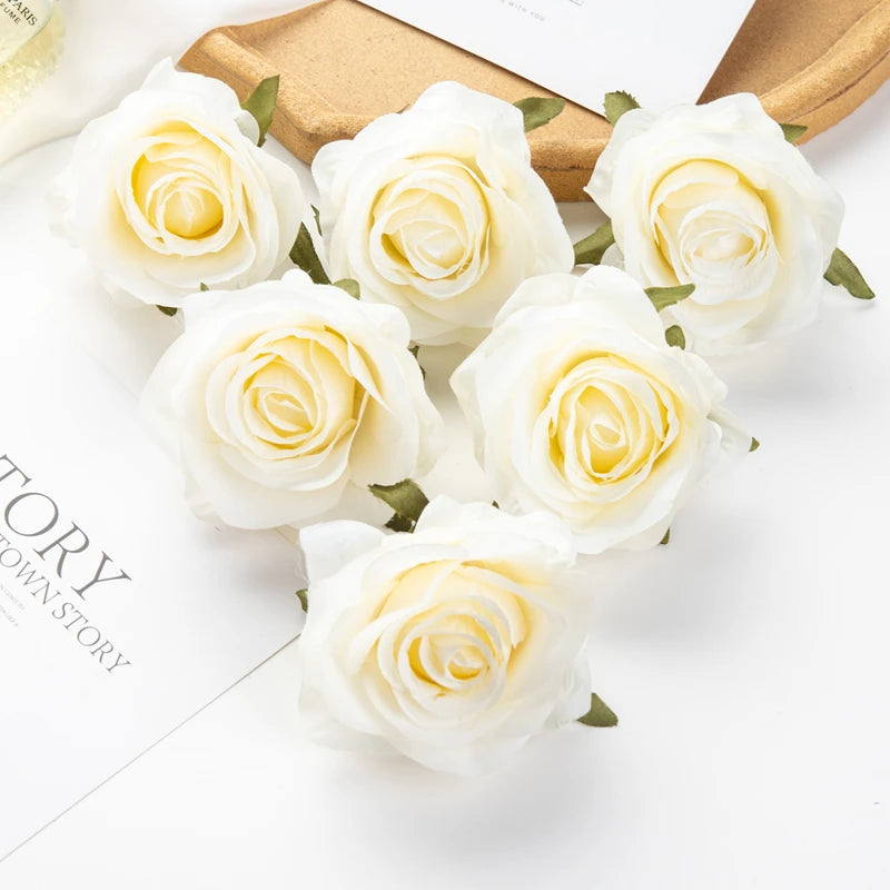 Artificial Silk Rose Heads 5/10pcs | Wedding & Home Decor