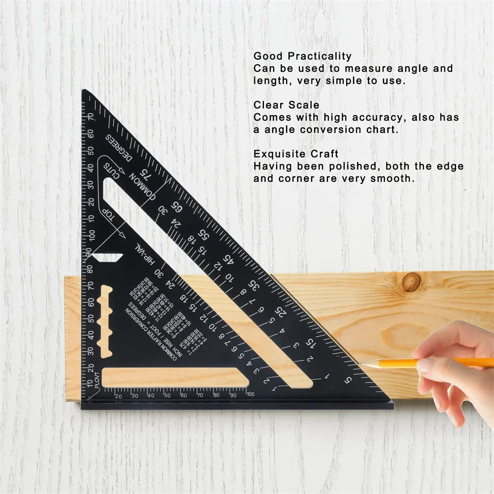 7" Aluminum Speed Square Triangle Ruler | Metric & Imperial