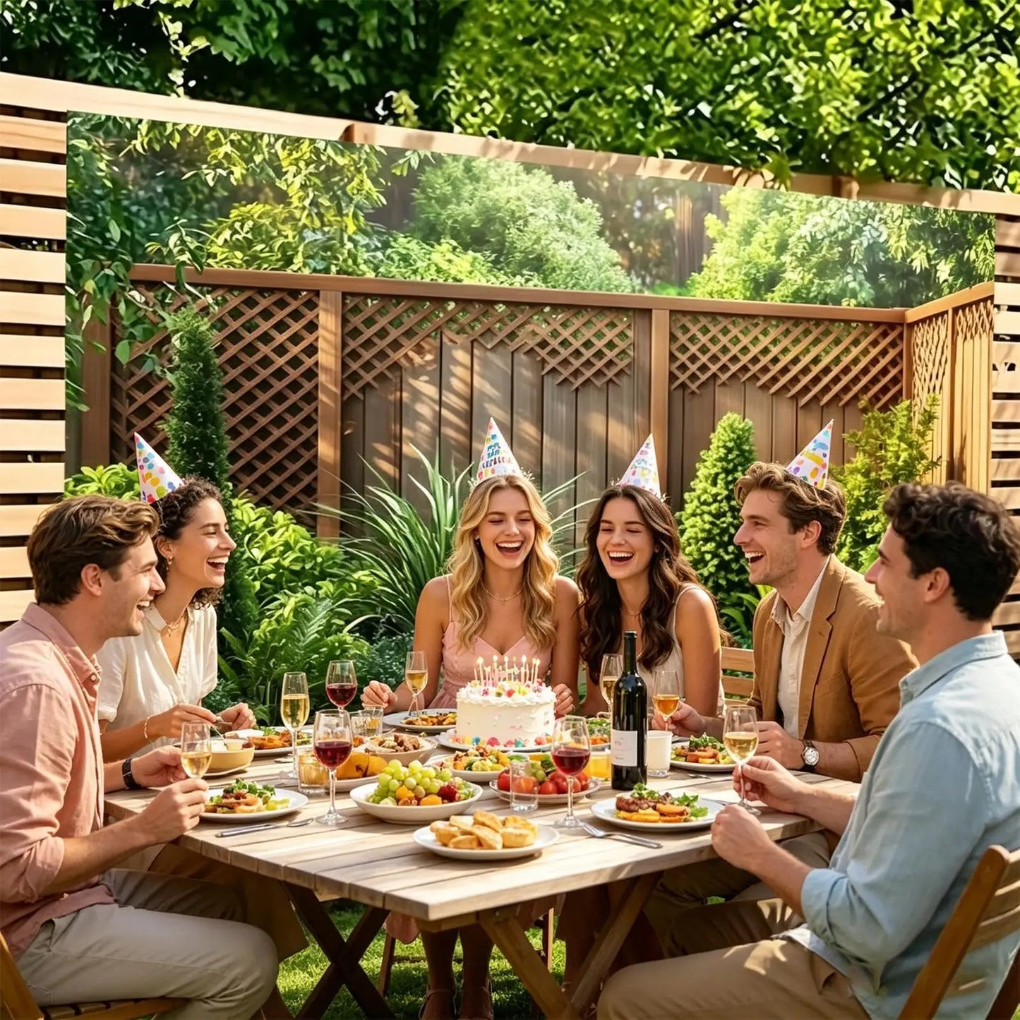 Greenery Backdrop Banner – Garden Fence Photo Background 7x5ft