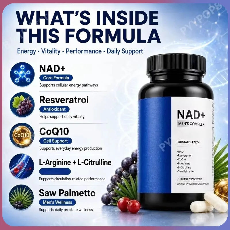 NAD Men's Wellness Complex – CoQ10, Resveratrol | 60 Veggie Caps