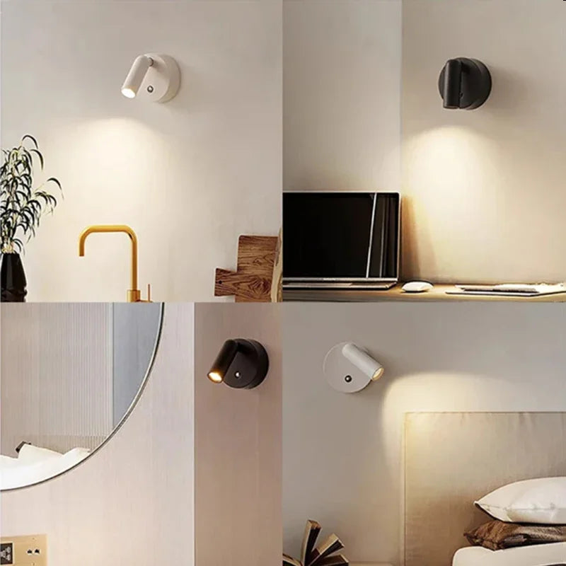Alloy magnetic type-C rechargeable wall lamp spotlight wireless no wiring no punch reading wall light bedroom bedside LED light Peaceful Pleasures Health and Wellness