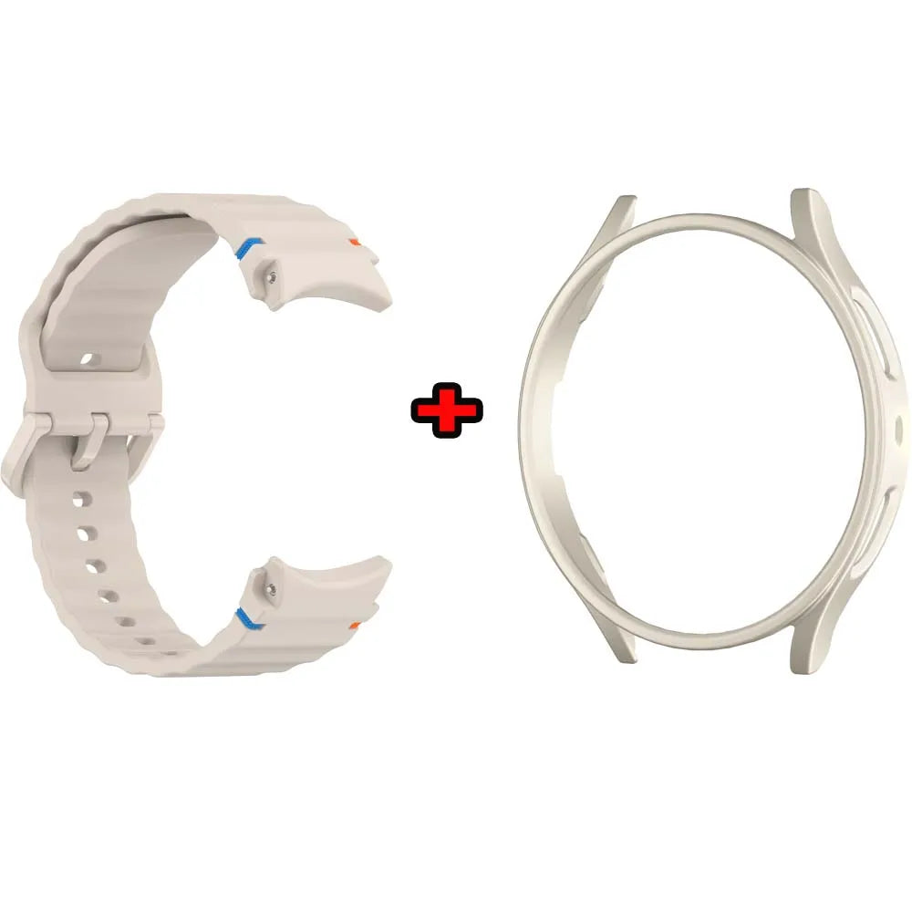 Silicone Band + PC Case for Samsung Galaxy Watch 7/6/5/4 40mm 44mm