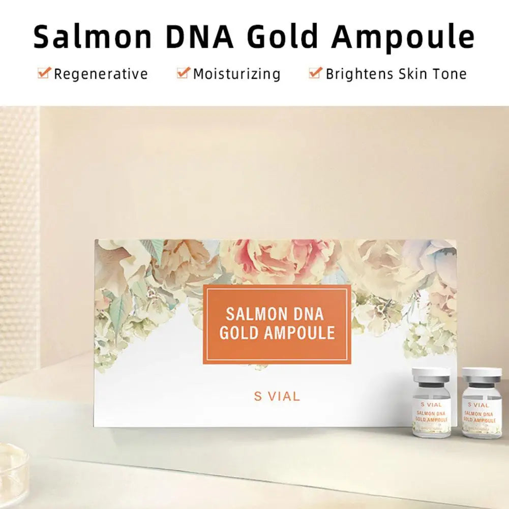 Salmon DNA Facial Essence Gold Ampoule Skin Booster Serum Kit Brightening Whitening Moisturizing Rejuvenation Care Skin Peaceful Pleasures Health and Wellness