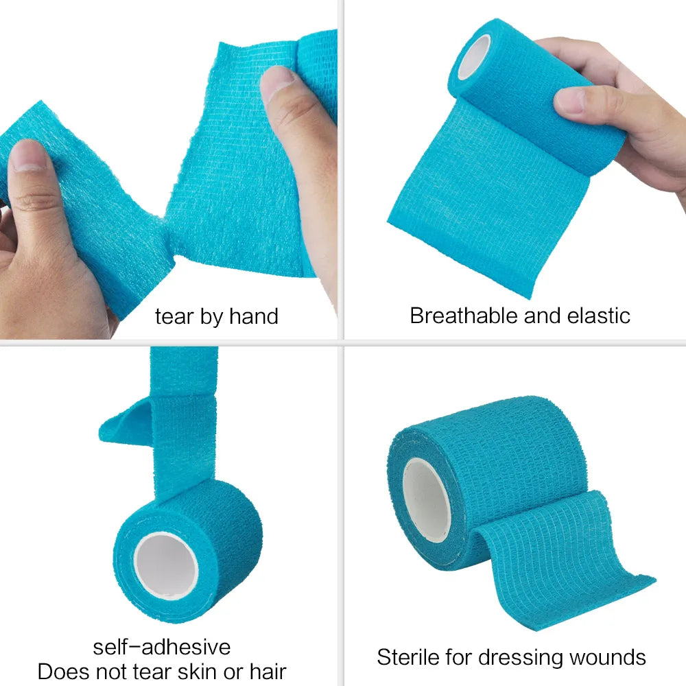 2.5/5/10cm*4.8m Gauze Bandage Self-adhesive Breathable Elastic Bandages for Sports Fixing Finger Wrist Leg Sports Protector Peaceful Pleasures Health and Wellness
