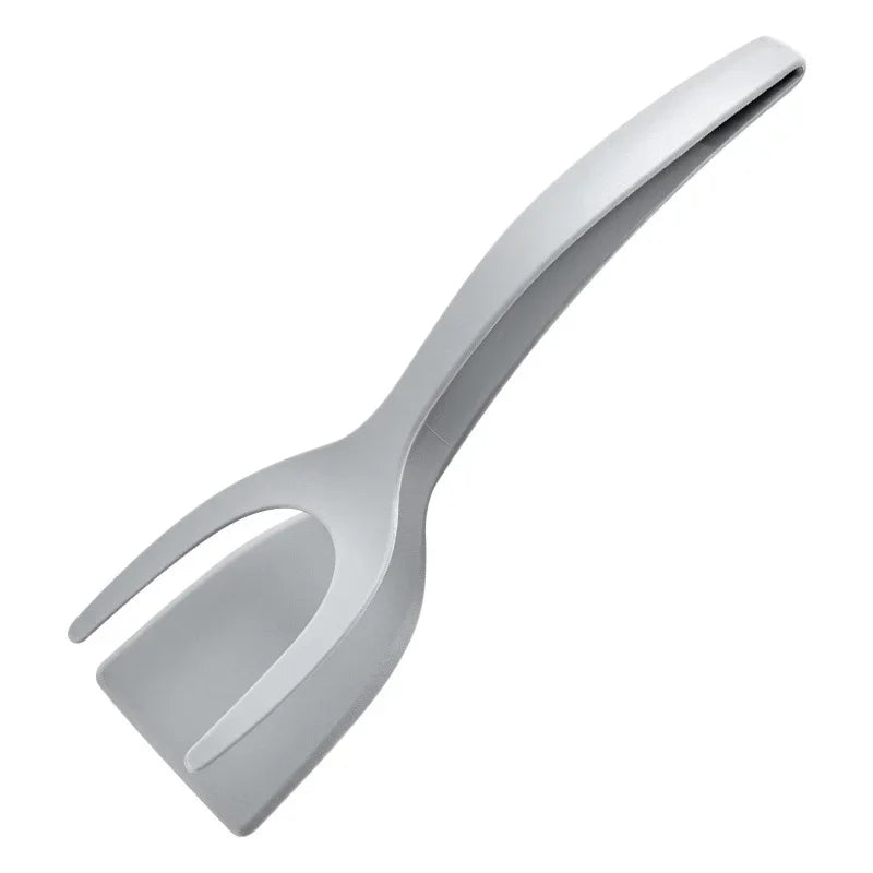 2 In 1 Shovel Clip Silicone Grip Flip Tongs Egg Steak Spatula Tongs Clamp Pancake Fried Turners Cooking Tool Kitchen Accessories Peaceful Pleasures Health and Wellness grey