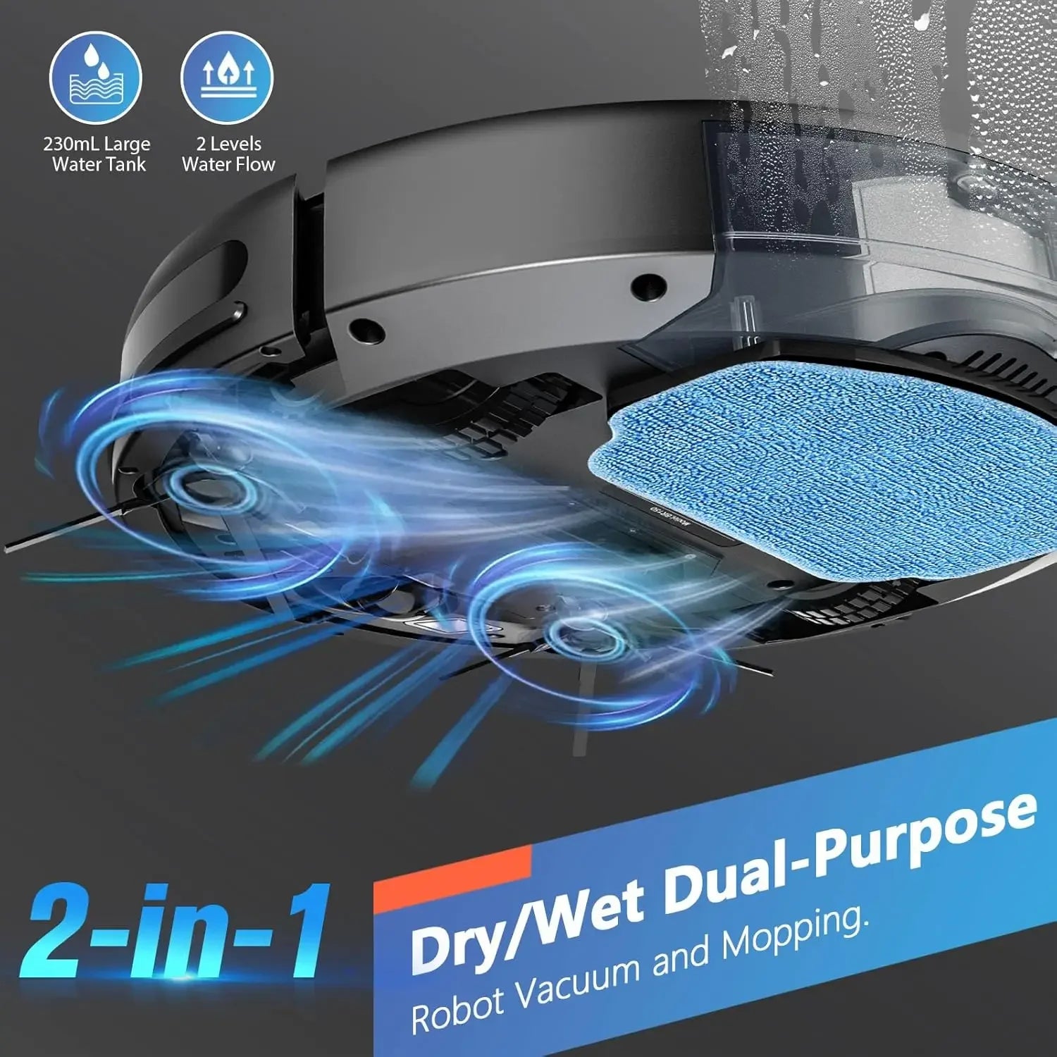 2-in-1 Robot Vacuum and Mop with App Control, Slim Design, Self-Charging for Hard Floors and Pet Hair Peaceful Pleasures Health and Wellness