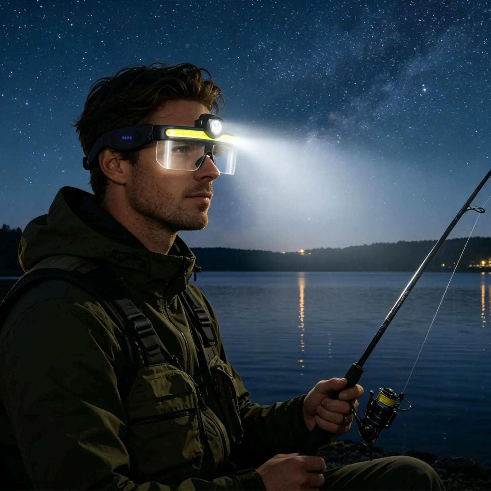 Rechargeable LED Glasses Multi-Mode Head Flashlight Non-Slip Lightweight Safety Glasses For Camping Running Hiking Outdoor Work Peaceful Pleasures Health and Wellness