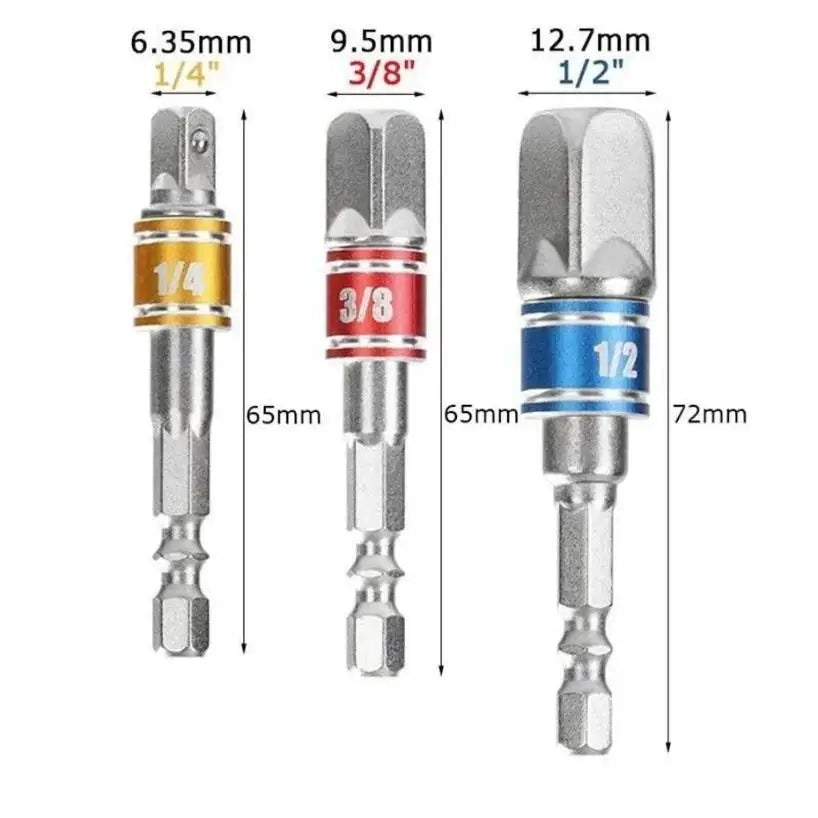Drill Socket Adapter Impact Extension Bits Bar 1 4 3 8 2 Hex Shank
