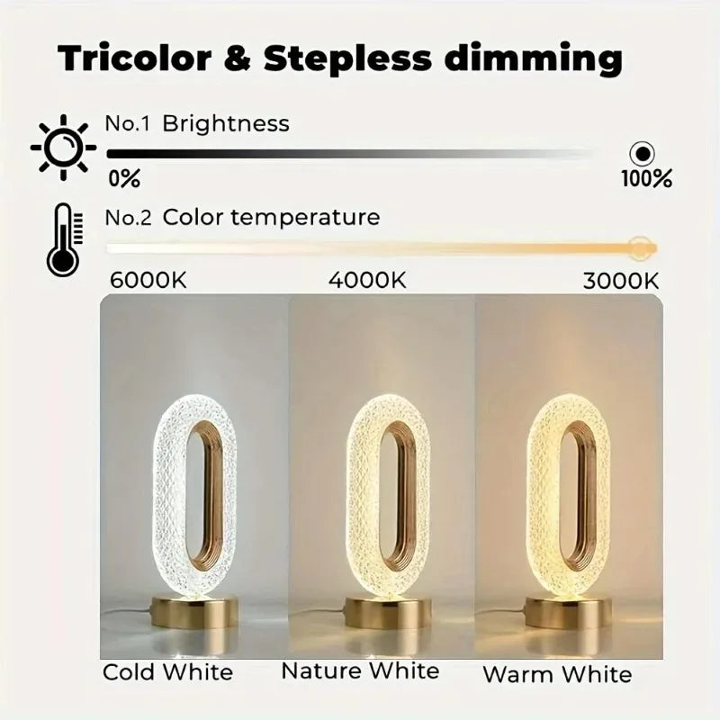 GGbingo 3D Track Crystal Table Lamp Office USB Charging Night Light for Bedroom Living Room Party Decoration Creative Lamp Peaceful Pleasures Health and Wellness