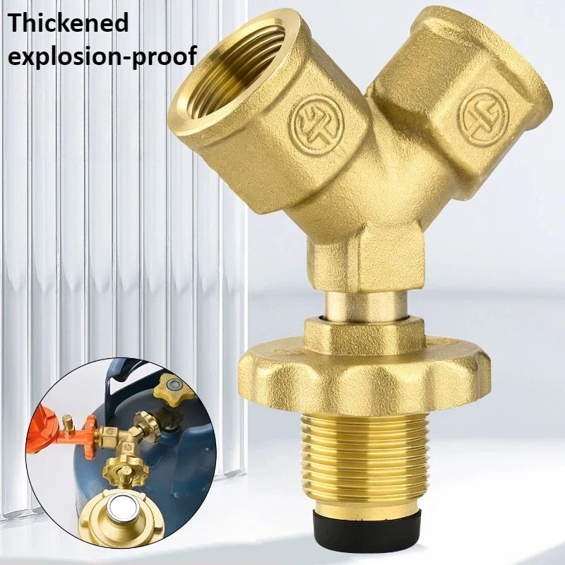 Brass 2-Way Y Garden Hose Splitter with Solid Handle