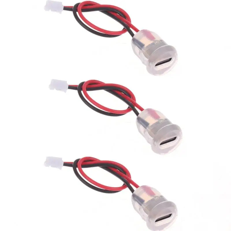 USB Type-C Female Socket 3A 5V LED Water-Resistant Pigtail USB-C Charging Socket Peaceful Pleasures Health and Wellness A1 3Pcs