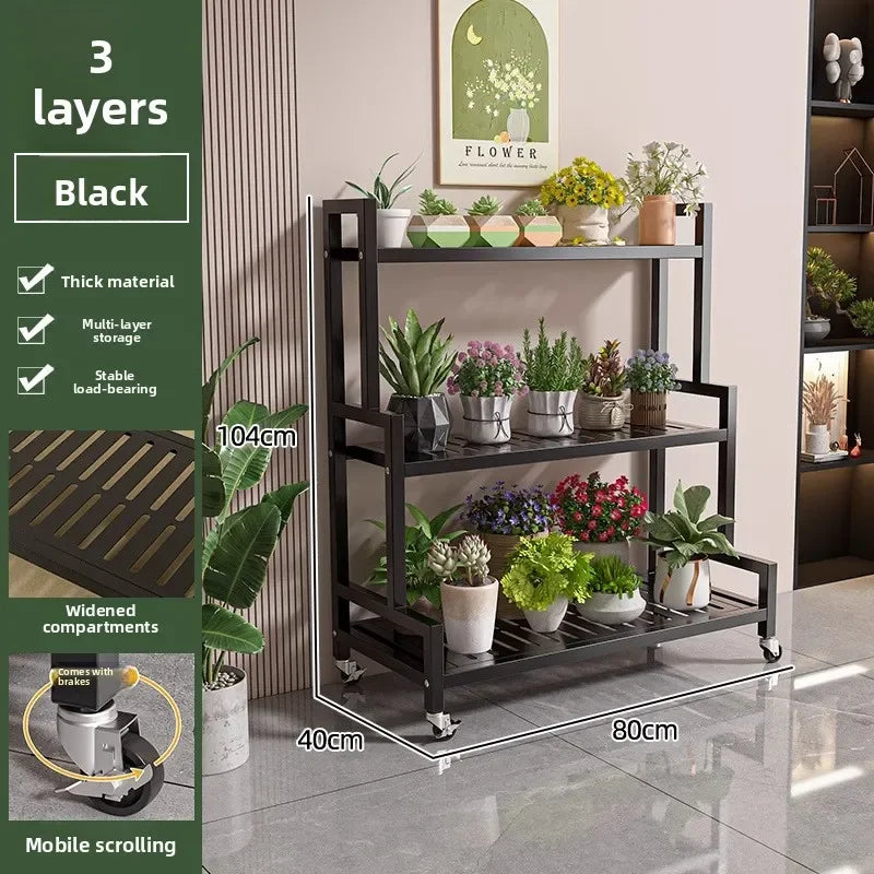 Wrought Iron Multi-Layer Plant Stand | Floor Flower Rack