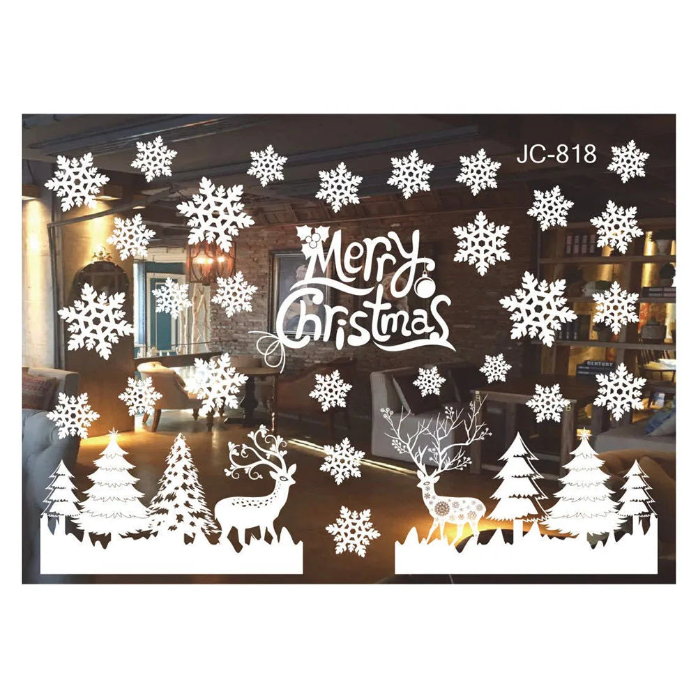 Christmas Window Clings – Snowflake & Reindeer Static Decals
