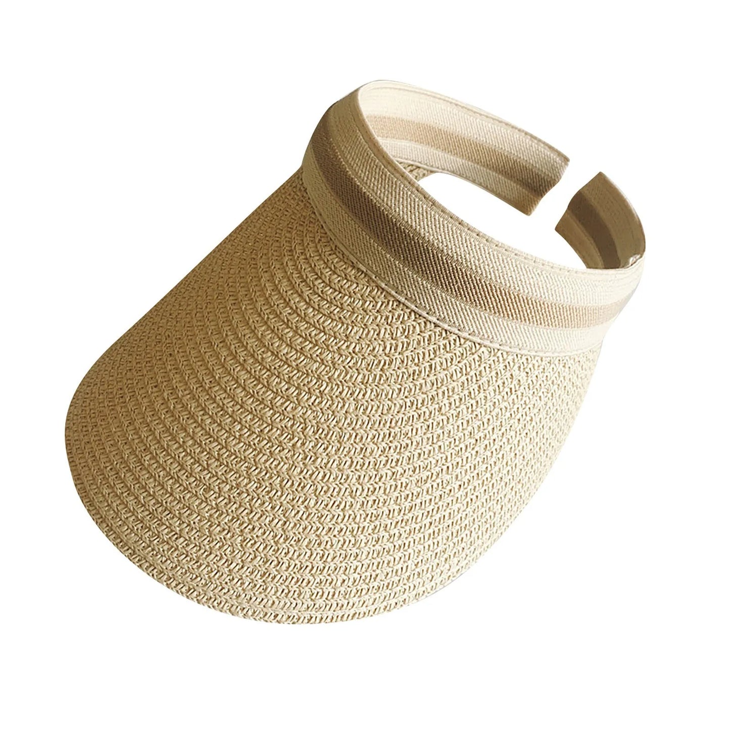 Cycling Caps Wide Straw Visors Sun Visor Hats For Women Foldable Beach Visors Summer Roll Up Ponytail Beach Camping Photo Hat Peaceful Pleasures Health and Wellness Khaki