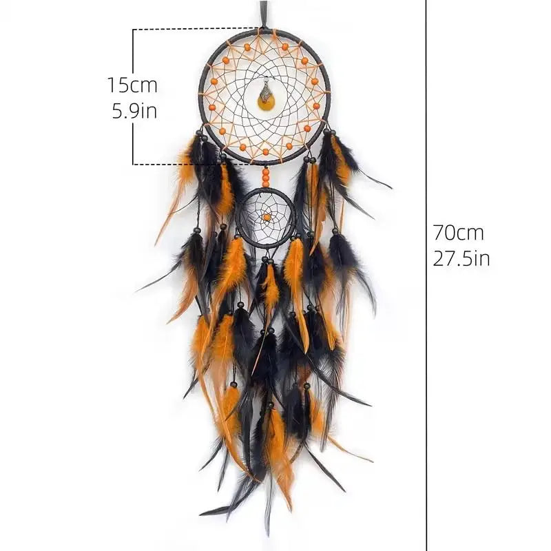 Hand-Woven Dreamcatcher with Feathers & Crystals | Boho Decor