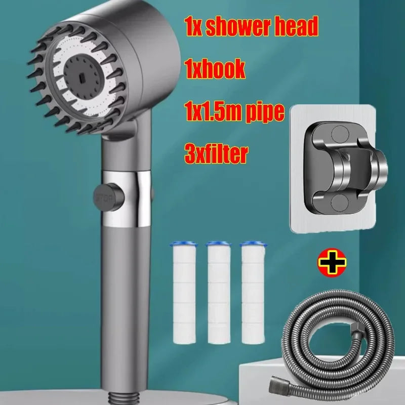 High Pressure Handheld Shower Head | 3-Mode Filtered Spray Set