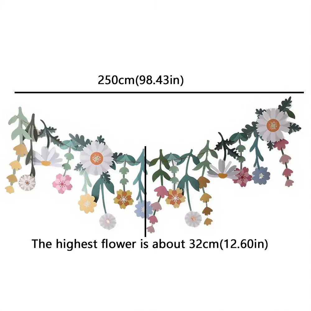 Floral Double-Sided Paper Banner | Spring Party Hanging Decor