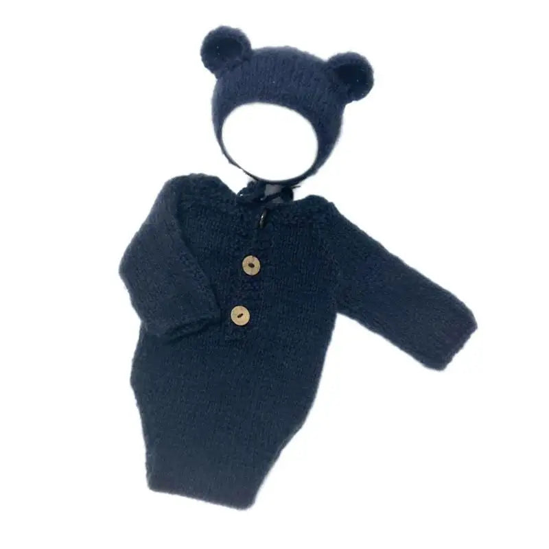 Baby Bear Newborn Photo Prop Set – Soft Romper & Hat 0–6M