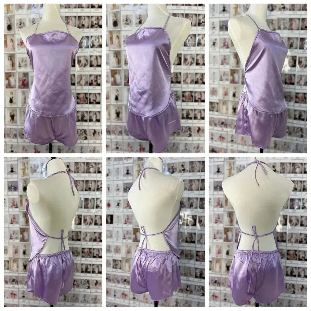 Women's Silk-Feel Camisole Shorts Pajama Set | Summer Sleepwear Women's Pajama Set Peaceful Pleasures Health and Wellness