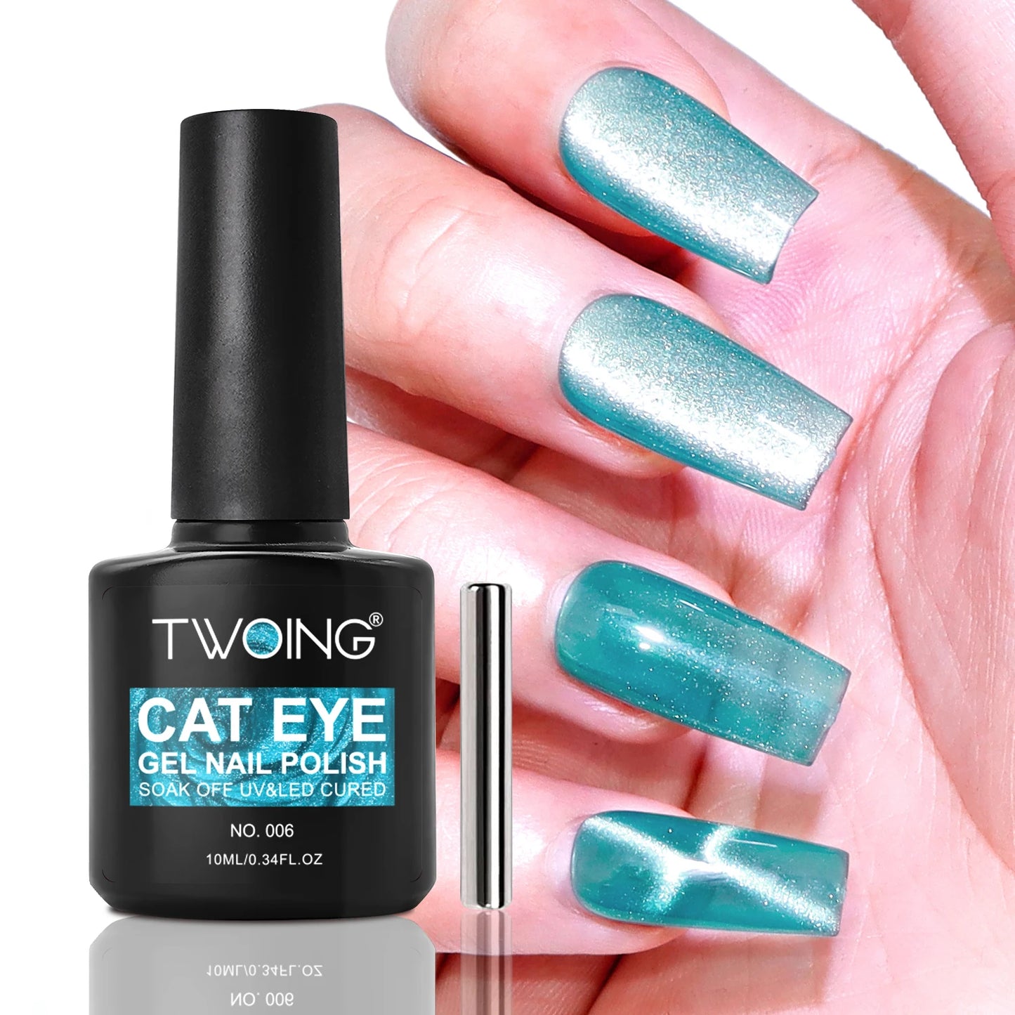 TWOING Cat Eye Gel Nail Polish 10ml, Magnetic UV LED Soak Off Gel Polish, Shimmer Glitter Long-Lasting Salon DIY Nail Art Peaceful Pleasures Health and Wellness 006