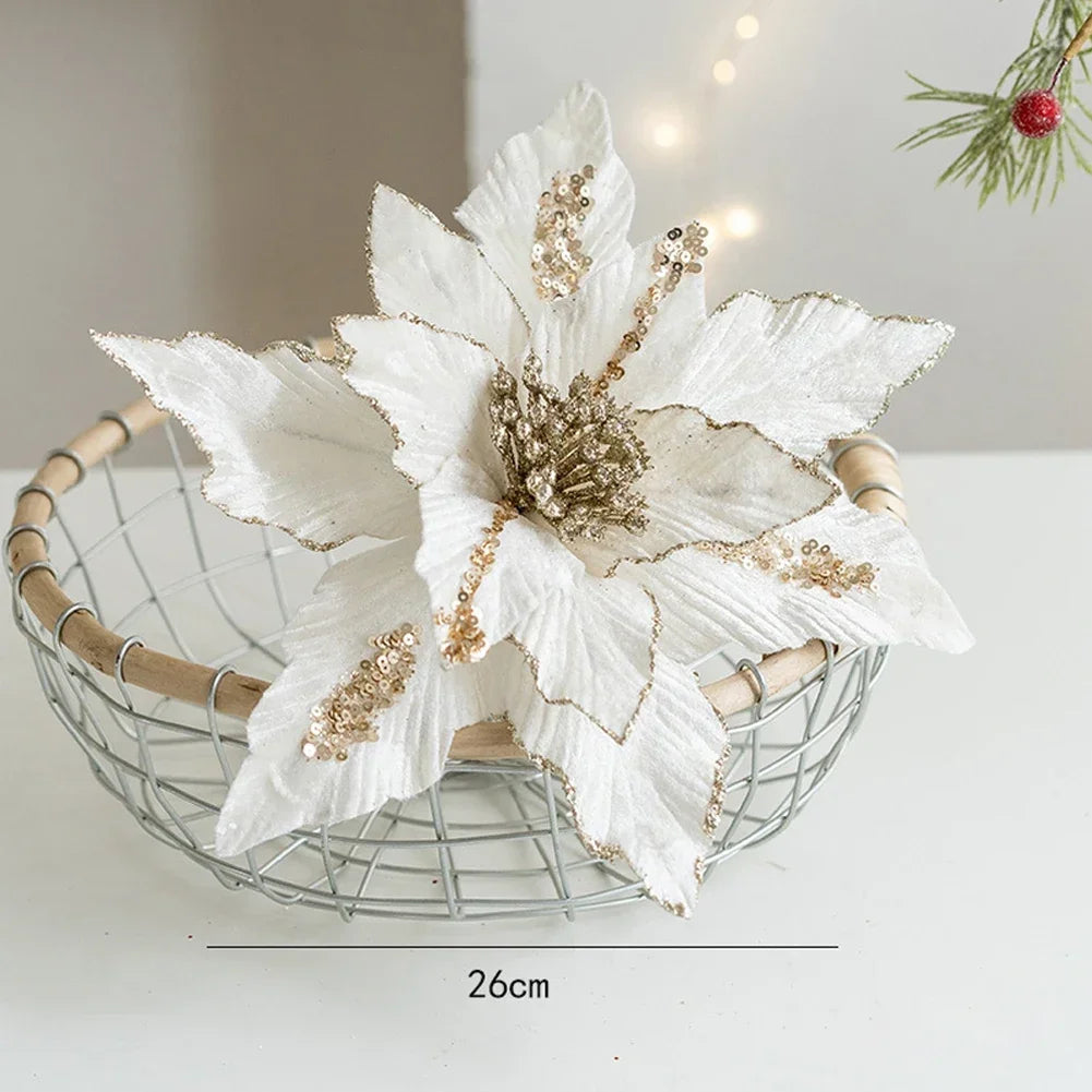 Artificial Christmas Flower Decoration – Layered Petals, 26cm