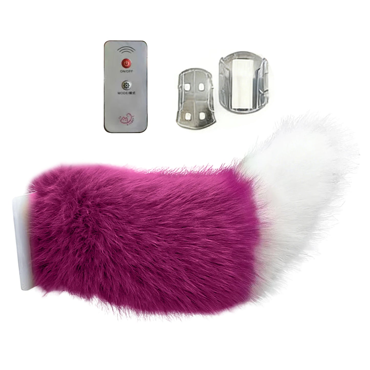 Electric Fluffy Tail For Car Decoration Sound/Remote Control Dynamic Plush Animal Tail With Buckle USB Rechargeable Accessory Peaceful Pleasures Health and Wellness Rose red White