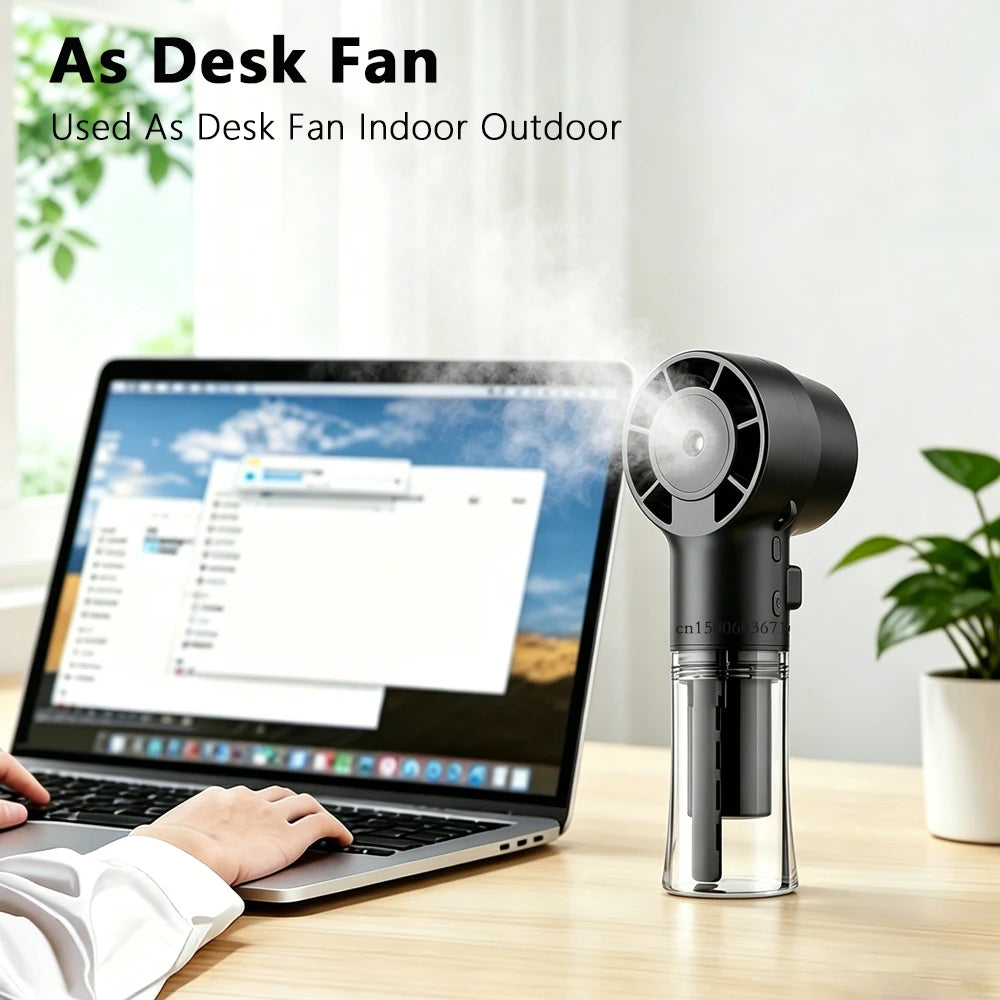 Water Mist Fan Portable Handheld Humidifier Fan with Sprayer Rechargeable 4 Wind Speed Coolling Mist Fan Mini Water Spray Fan Peaceful Pleasures Health and Wellness