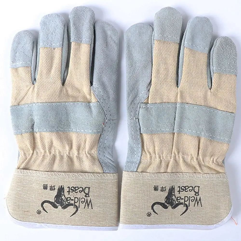 1 Pair Abrasion Resistant Leather Welding Gloves Labor Protection Thickened Cowhide Work Gloves Heat Resistant Comfortable Peaceful Pleasures Health and Wellness