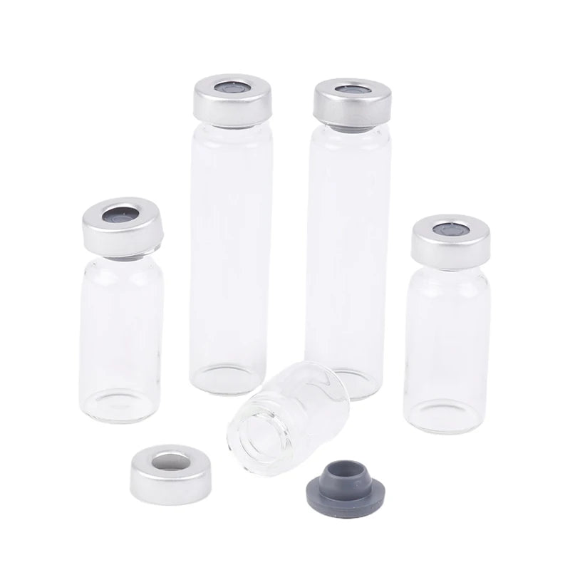 10Pcs 5/10/20ml Transparent Sealed Sample Vials Transparent Glass Vials With Self Healing Injection Port Peaceful Pleasures Health and Wellness
