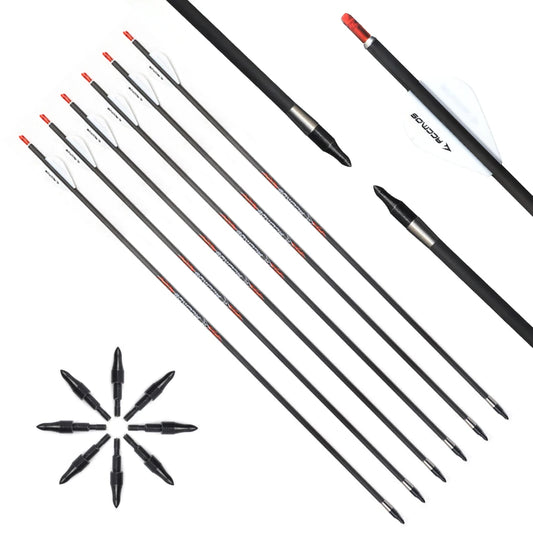6 Pure Carbon Arrow ID5 Spine300 400 500 600 700 800 White Leaves 100 Peaceful Pleasures Health and Wellness 12pcs- Spine 600