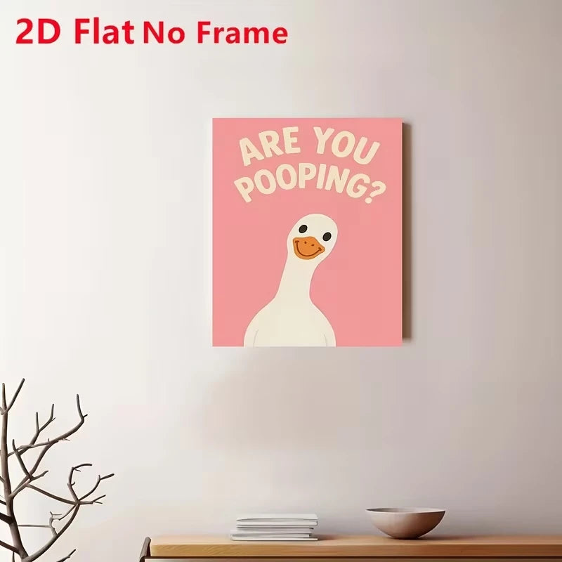 Modern Pink Are You Pooping Quotes With Smile Duck Wall Art Print Canvas Painting Poster Picture For Washroom Home Decor Peaceful Pleasures Health and Wellness