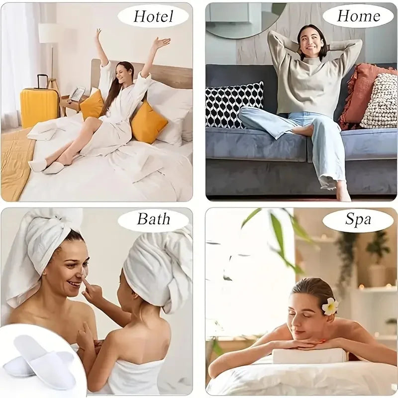25Pcs Disposable Non-Slip Disposable Hotel Slippers - Soft and Breathable Non-Woven Fabric, Hygienic for Travel and Home, Portable Ergonomic Design Women's Comfortable Indoor Slippers, Simple Style, Non-Woven Material, Durabl Peaceful Pleasures Health and Wellness