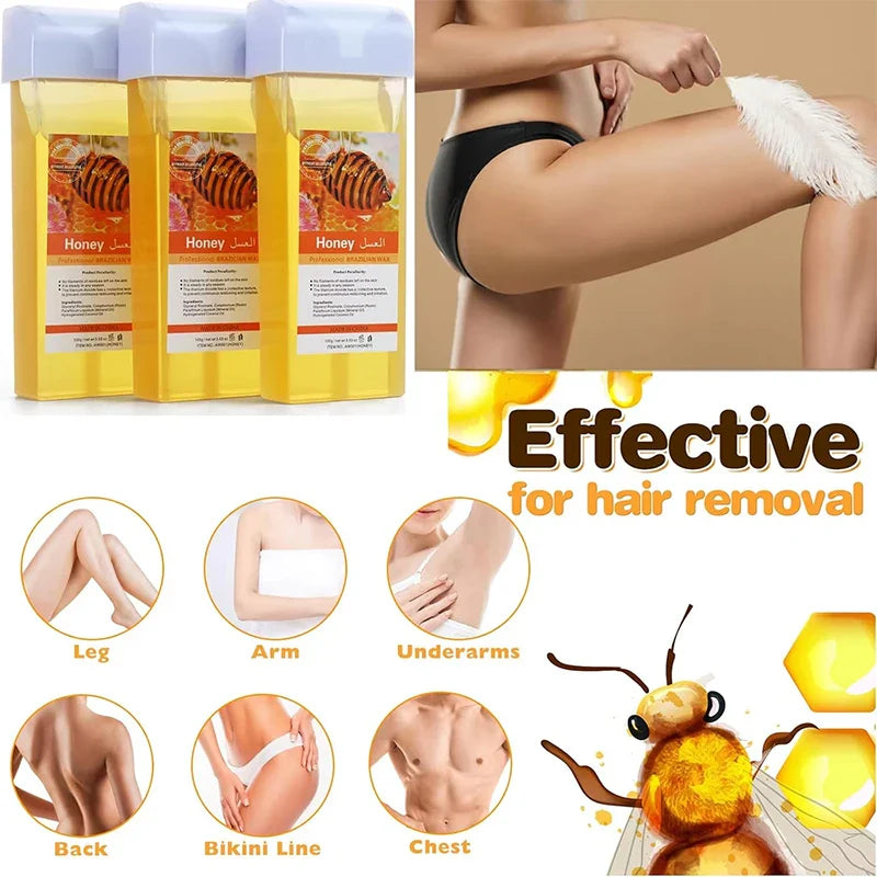 Roll-On Soft Wax Refill Kit – Body Hair Removal, 1/3/6 Pack