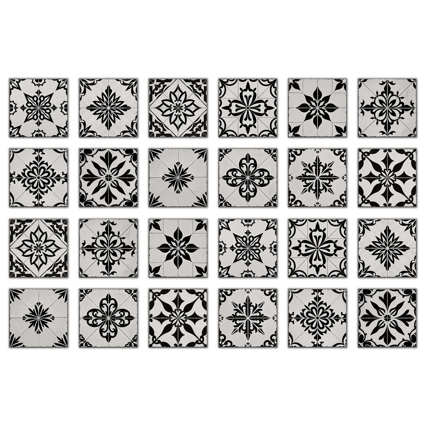 24 pieces European style flower tiles wall stickers Self-adhesive kitchen bathroom decorative ceramic tiles stickers glossy crys Peaceful Pleasures Health and Wellness NHZ42 15X15cm 24PCS