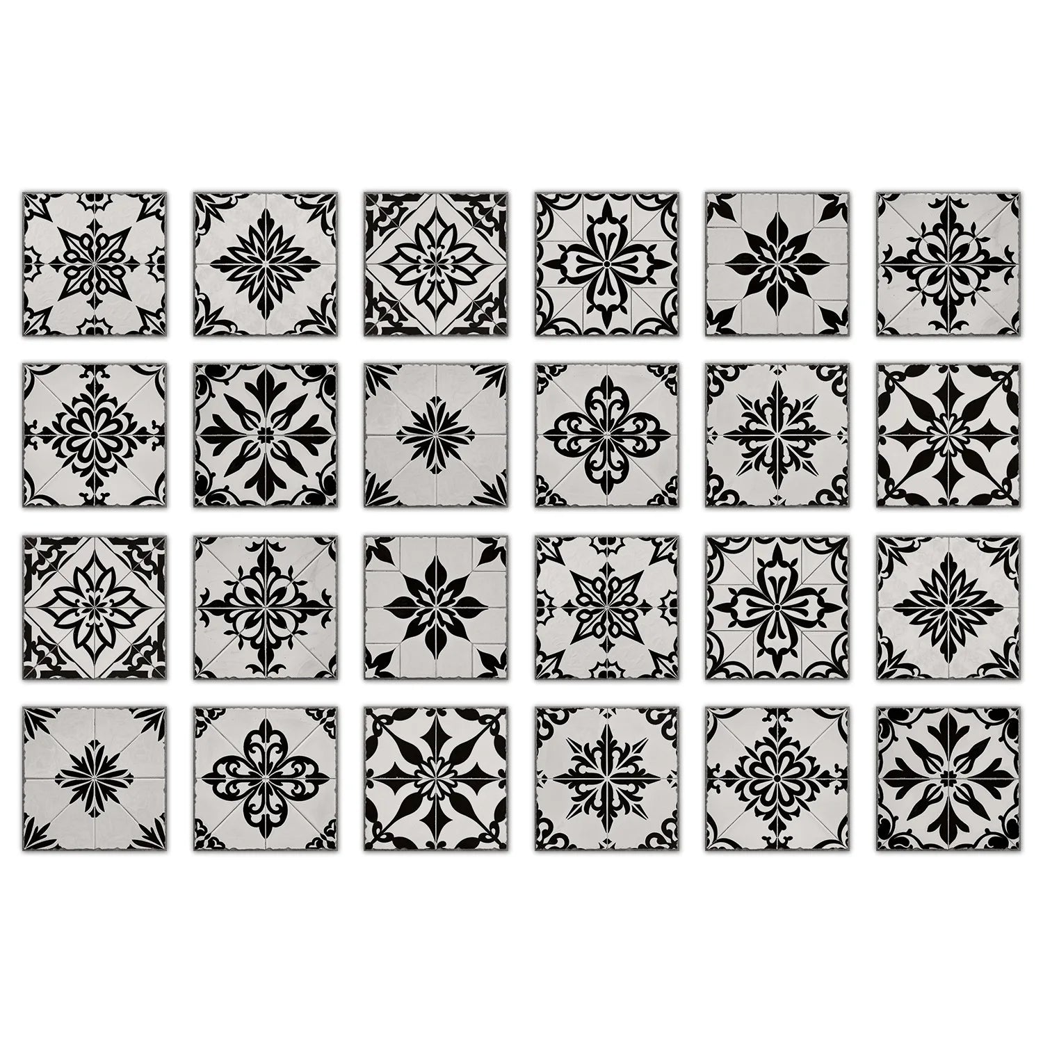 24 pieces European style flower tiles wall stickers Self-adhesive kitchen bathroom decorative ceramic tiles stickers glossy crys Peaceful Pleasures Health and Wellness NHZ42 15X15cm 24PCS