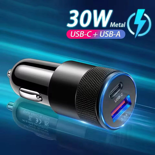 3.1A Dual USB & Type-C PD Fast Car Charger | iPhone Samsung USB Car Charger Peaceful Pleasures Health and Wellness