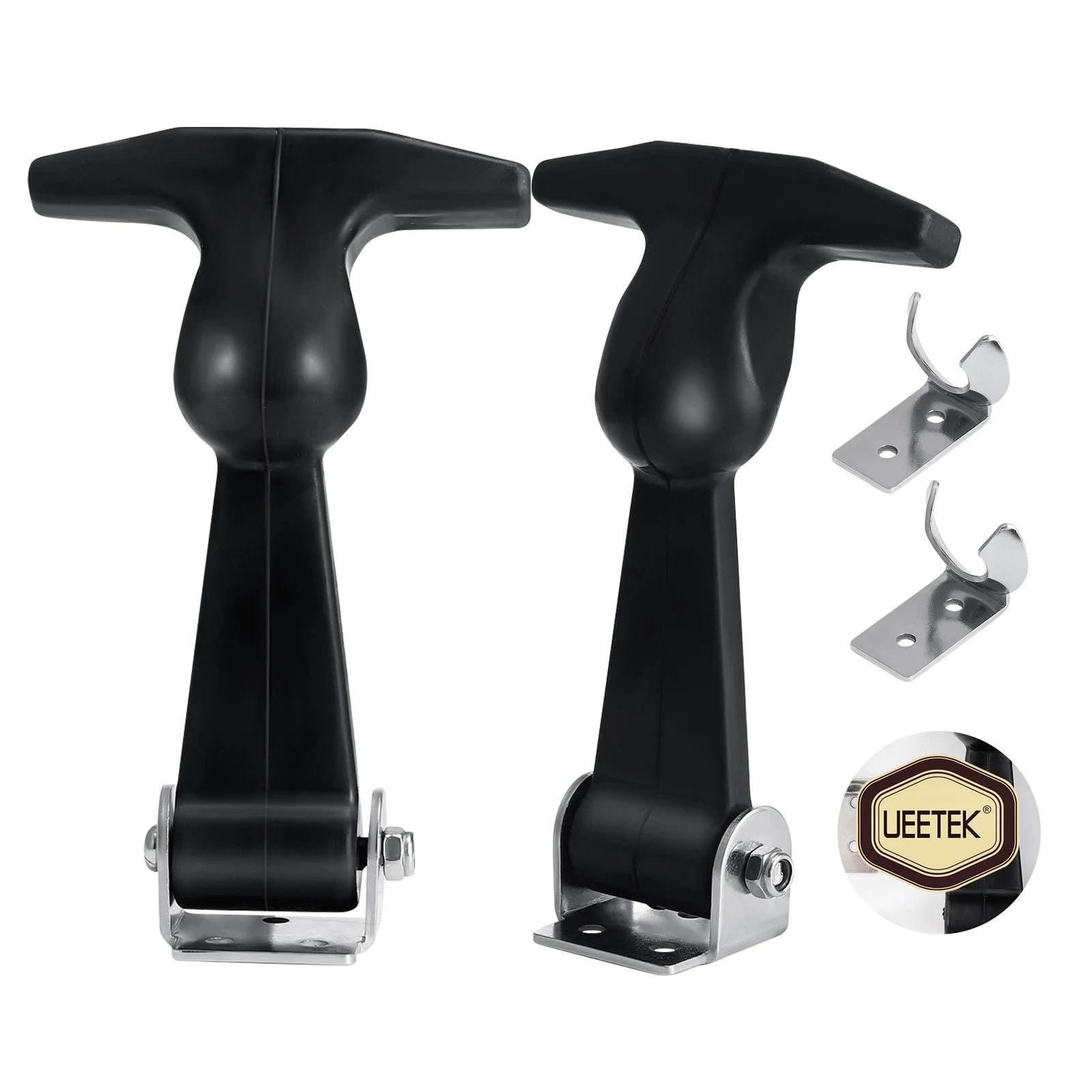 2pcs T-Handle Hasp Hold-down Kit Rubber Buckle Stainless Steel T-Handle Hasp Hood Catch For Cart Tool Box Car Vehicle Engine Peaceful Pleasures Health and Wellness Default Title