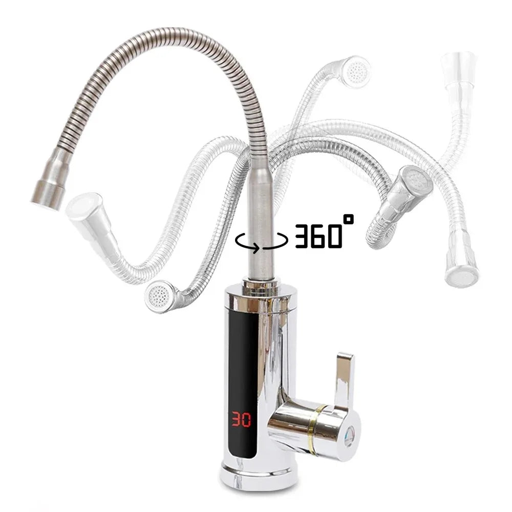 3KW Instant Hot Water Electric Faucet Tap | LCD Display 360°