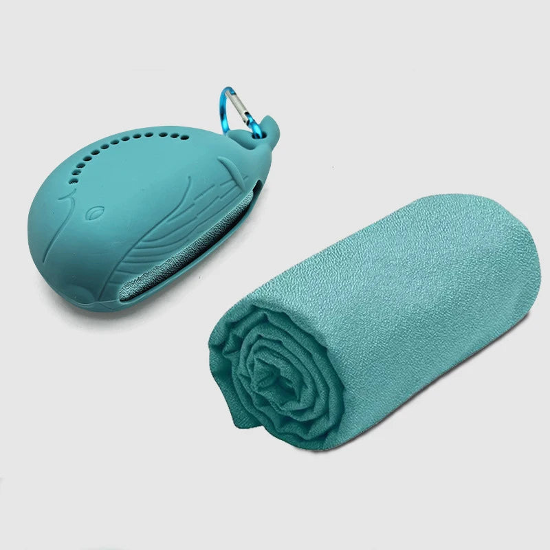 Cute Little Whale Sports Quick-drying Towel Cold Sensation Towel Sweat-absorbing Portable Silicone Towel for The Gym Peaceful Pleasures Health and Wellness Nile blue 30x80cm
