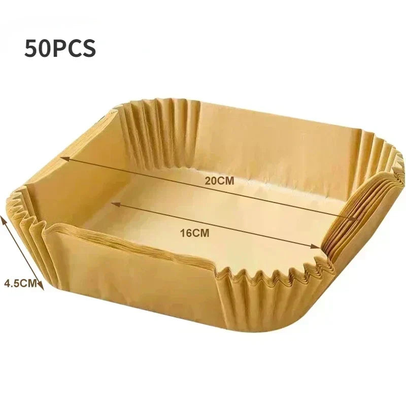 Air Fryer Parchment Liners – Round, Square & Rectangle, 50–100 Pk
