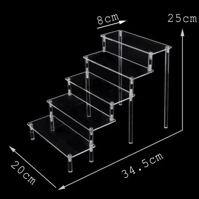 1–5 Tier Acrylic Display Stand | Riser Shelf Rack – Clear & Black