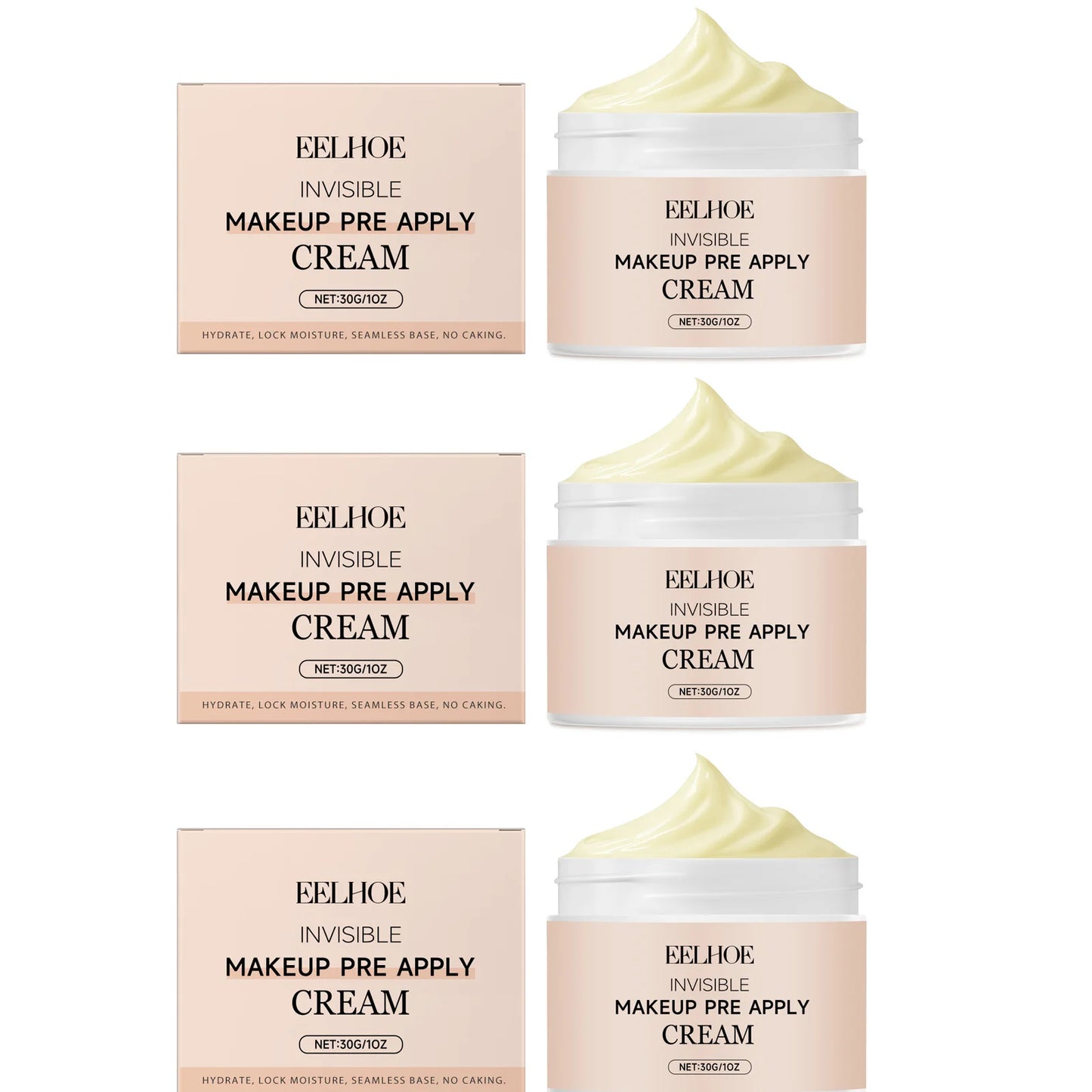Pre Primer Invisible Makeup Waterproof Minimize Pore Brightening Skin Tone Natural Isolation Pre Apply Cream Primer Makeup 30g Peaceful Pleasures Health and Wellness 3 x 30g Boxed