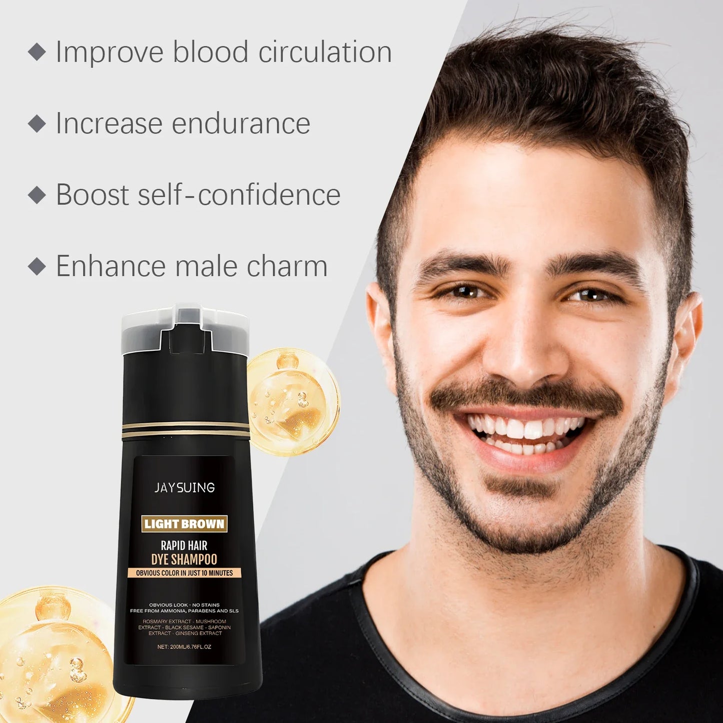 Jaysuing 3-in-1 Men's Hair Dye Shampoo – Gray Hair Coverage Hair Dye Shampoo Oasis Select