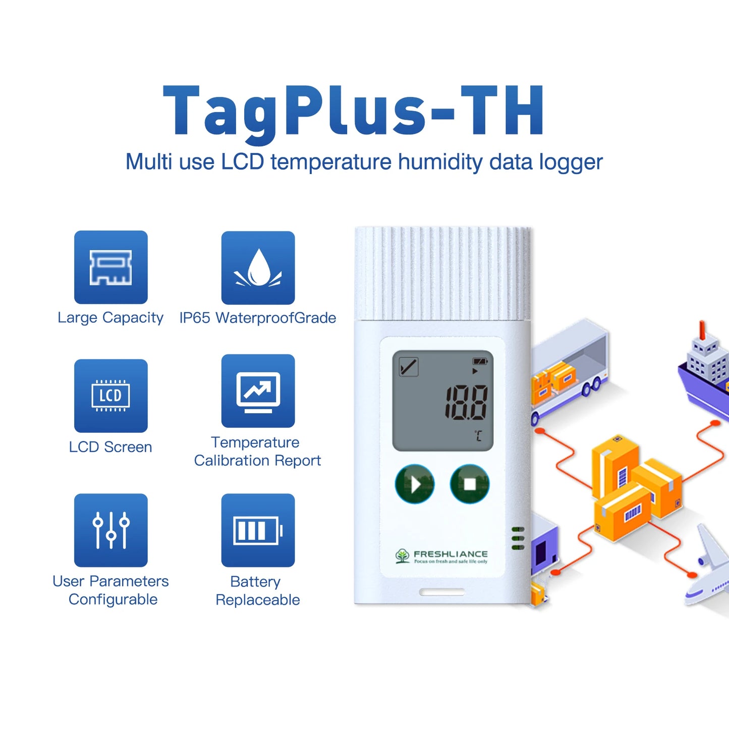 USB Temperature Recorder Fruit Cold Storage Coldchain Transportation Temperature Logger Large Capacity Data Storage with PC Data Peaceful Pleasures Health and Wellness TagPlus-TH
