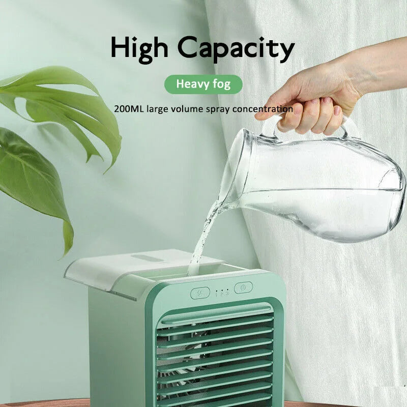 2026 Portable Mini Air Conditioner Desktop Fan USB Rechargeable Air Cooler Table Cooling Mist Fan Humidifier for Office Home Peaceful Pleasures Health and Wellness