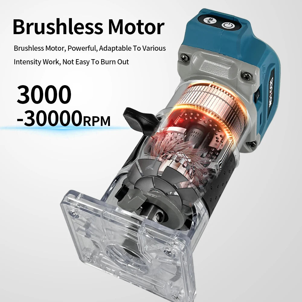 Woodworking Electric Trimmer Brushless Milling Engraving Slotting Machine Wooden Router Tool for Makita 18V Battery (No Battery) Peaceful Pleasures Health and Wellness