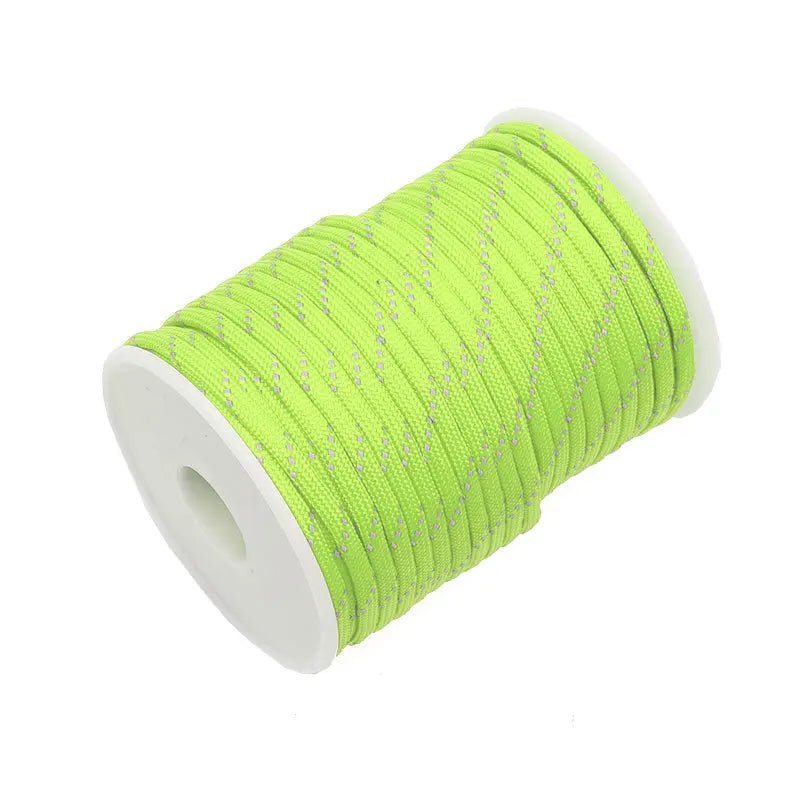 Outdoor Multi-functional 7-core Umbrella Rope Highly Reflective Rope Bracelet Woven Rope Tent Canopy Pull Rope Peaceful Pleasures Health and Wellness green 30m
