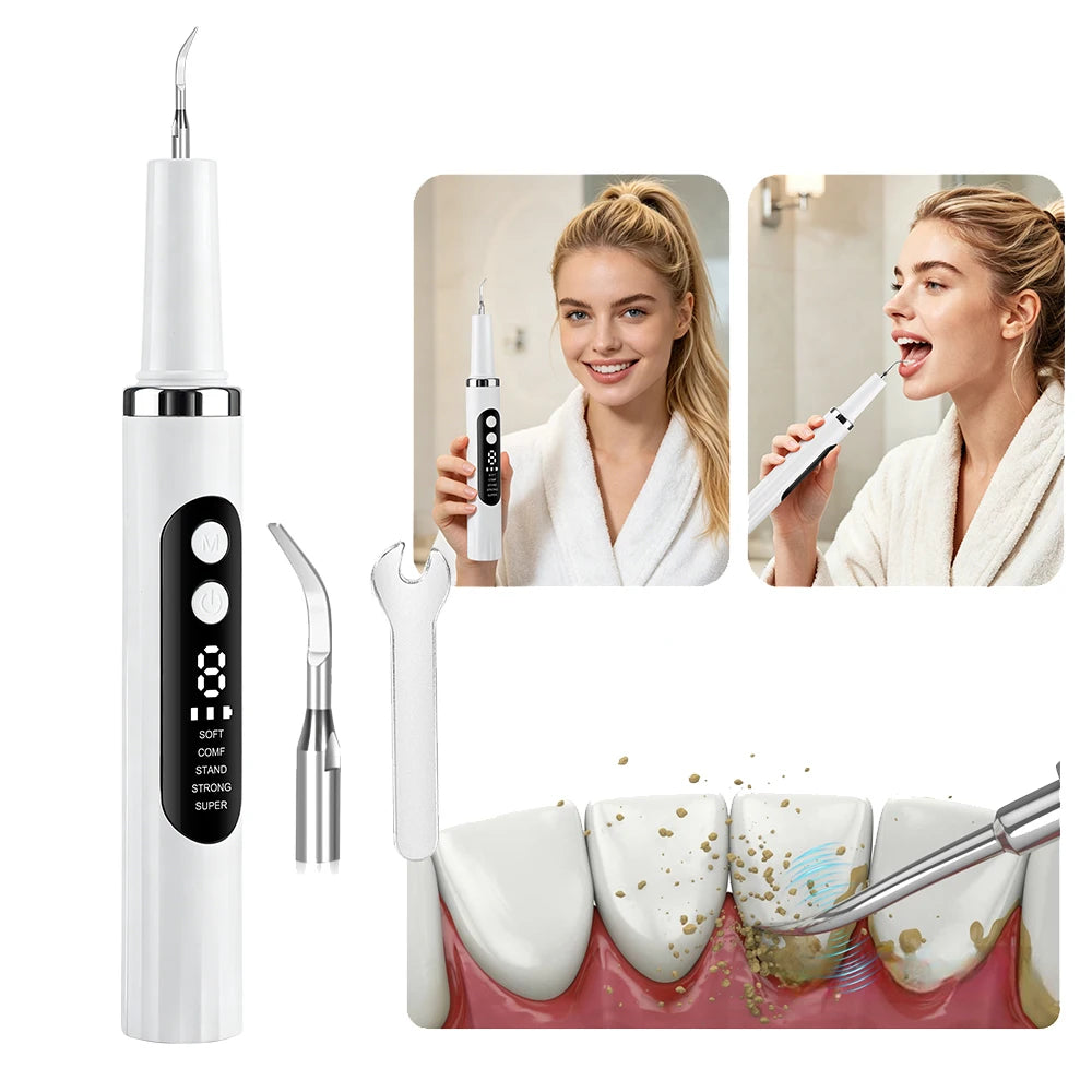 Tartar Remover for Teeth Electric Ultrasonic Dental Plaque Scaler 5 Modes LED Teeth Cleaning Kit 5 Speed Type-C Rechargeable Peaceful Pleasures Health and Wellness