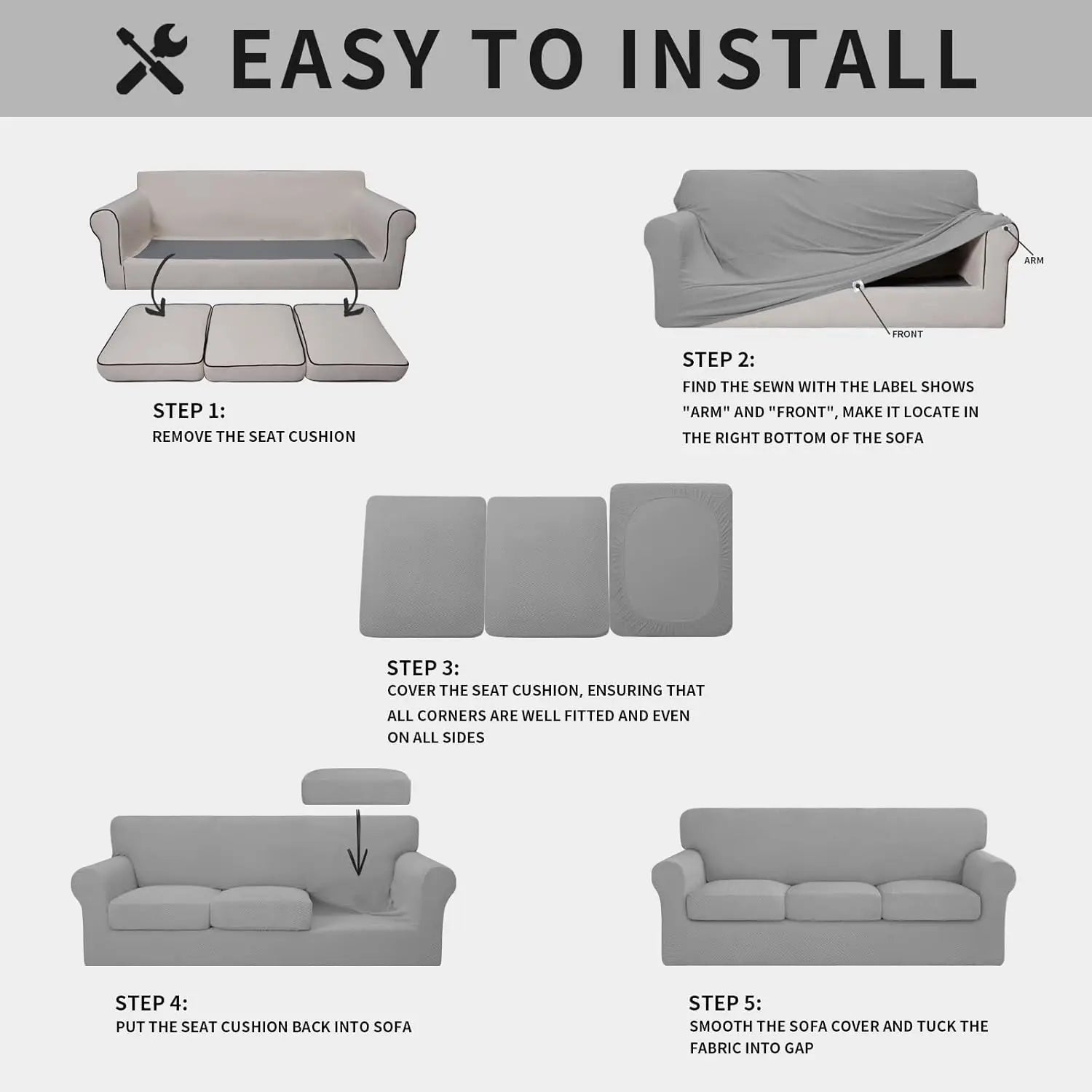 Stretch Thicken Couch Covers Jacquard Sofa Slipcover 1/2/3 Seater Cushion Couch Cover Elastic Sofa Cover Furniture Protector Peaceful Pleasures Health and Wellness