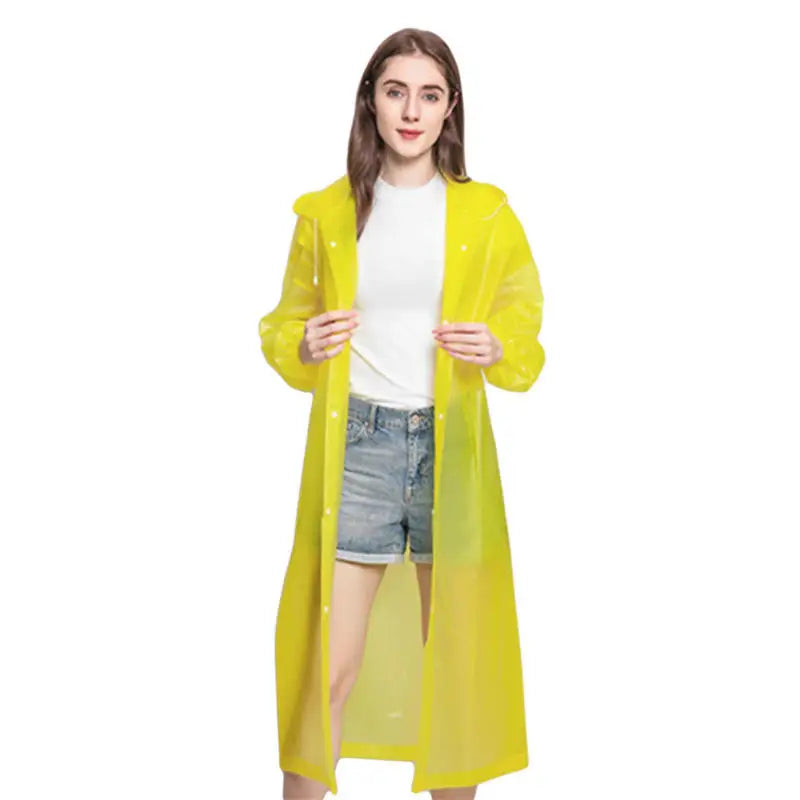 Rainwear Outdoor Hooded Breathable Tourism Concert Raincoat Camping Hiking Hunting Birdwatching Suit Rain Gears Peaceful Pleasures Health and Wellness Yellow 2Pc One Size